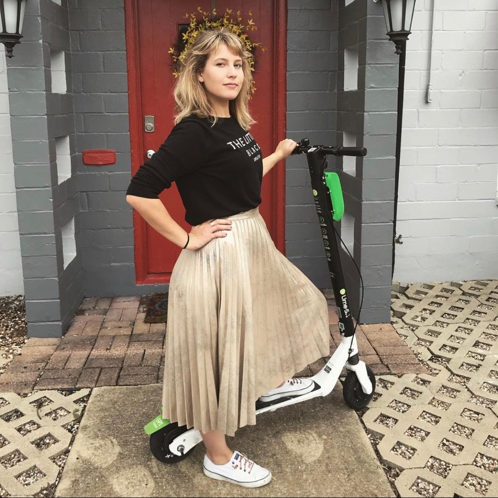 Zara metallic pleated midi skirt
